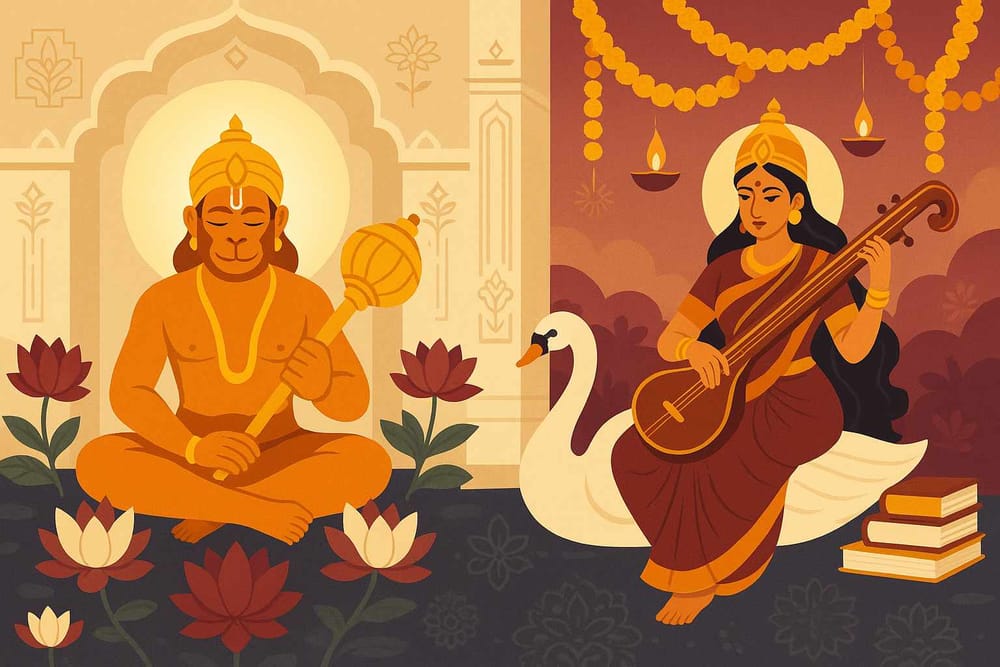 Invoking Blessings: Hanuman Chalisa and Saraswati Puja Empower You