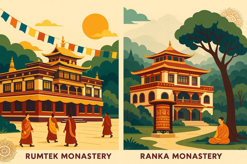 Rumtek vs Ranka Monastery-Sikkim's Spiritual Jewels Compared