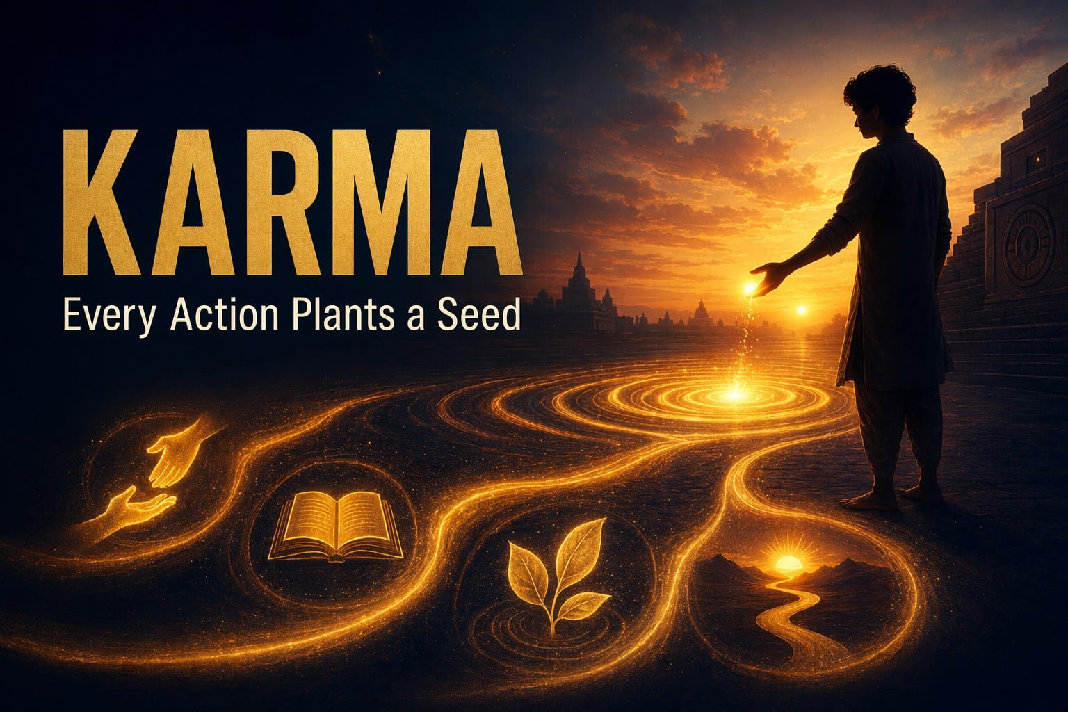 Symbolic seeds of Karma showing how actions create results