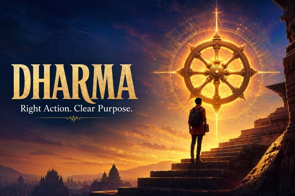 Symbolic path of Dharma showing right action and clear purpose